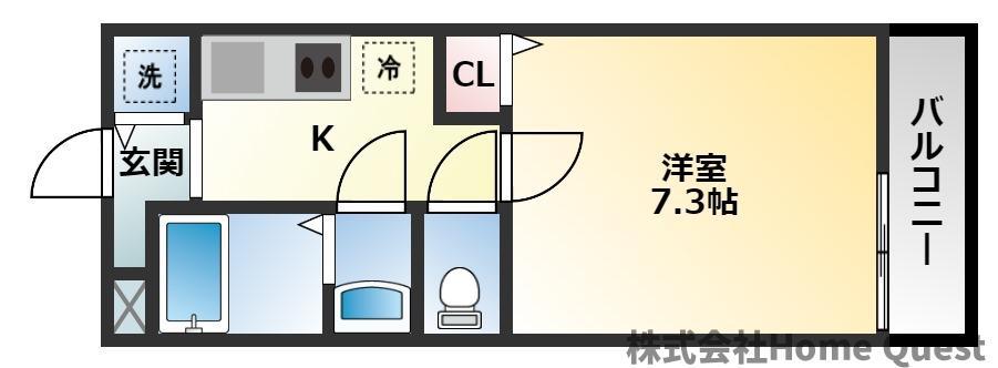 ベルドミール末広I番館(1K/1階)の間取り写真