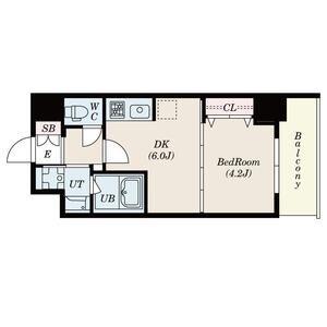 S-RESIDENCE阿波座ウエスト(1DK/4階)の間取り写真