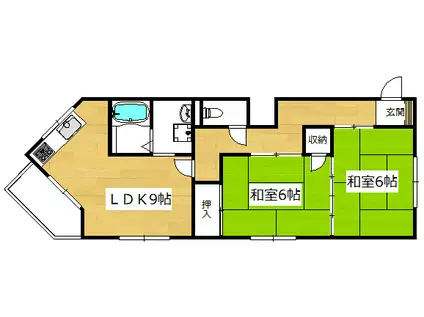 グリーンピア大蔵司II(2LDK/3階)の間取り写真