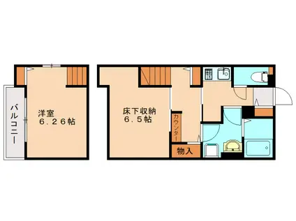 ソレイユ周船寺(1K/1階)の間取り写真