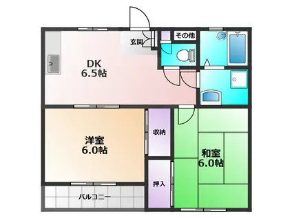 モンシャトー小金井成和(2DK/3階)の間取り写真