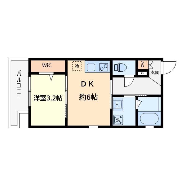 ラシーヌ住吉大社(1DK/5階)の間取り写真