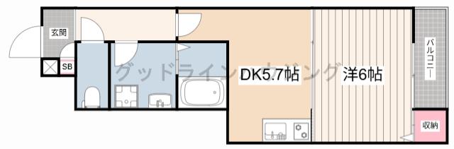 SENSE三木本町(1DK/1階)の間取り写真