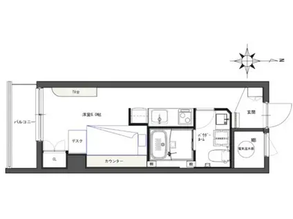 デトム・ワン四条大宮(ワンルーム/3階)の間取り写真