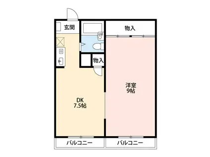 サクラビル(1DK/4階)の間取り写真