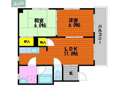 YS岩田町(2LDK/4階)の間取り写真