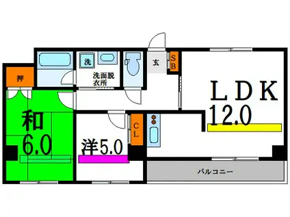ガーデンコート杜乃郷(2LDK/1階)の間取り写真