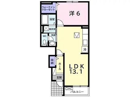 ジュネス ド アイサ(1LDK/1階)の間取り写真