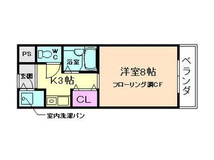 グランボア(1K/3階)の間取り写真