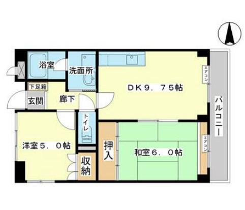 ラ・バレーヌ辻井(2DK/3階)の間取り写真