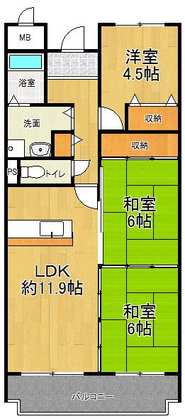 インペリアル樋の口(3LDK/2階)の間取り写真