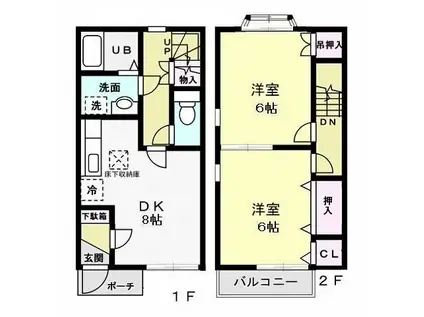 ベルハイム(2DK/1階)の間取り写真