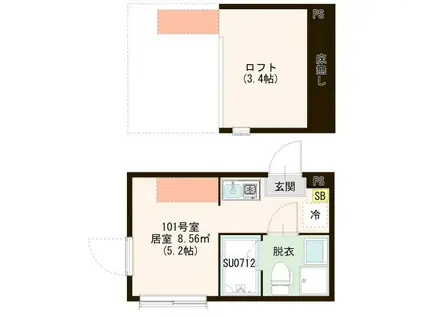 HALEOLI AOTO(ワンルーム/1階)の間取り写真