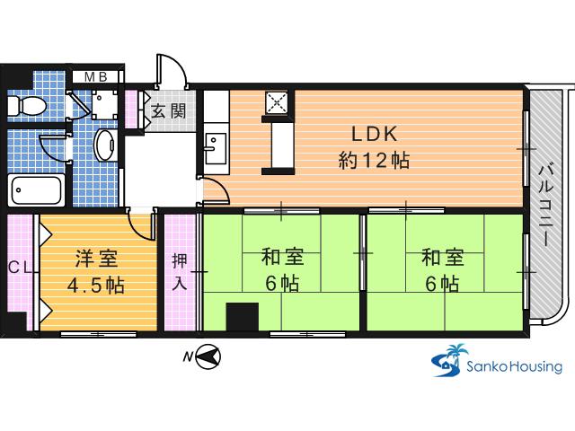 ラポール百舌鳥(3LDK/2階)の間取り写真