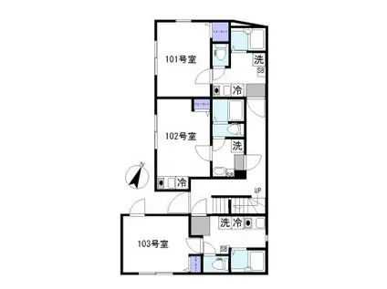 メゾンショコラ自由が丘(1K/1階)の間取り写真