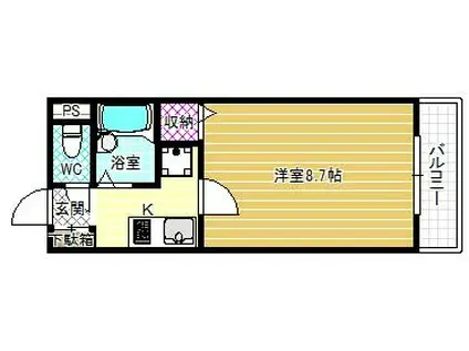 ボヌール(1K/2階)の間取り写真