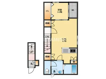 ルスデルソル(1LDK/2階)の間取り写真