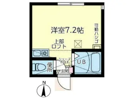 ユナイト山手ヴィットーリオ(ワンルーム/2階)の間取り写真