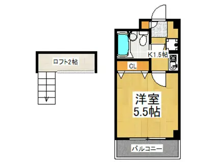 リバーサイドKUJI(1K/5階)の間取り写真
