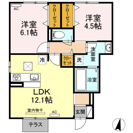 フォンテーヌ(2LDK/1階)の間取り写真