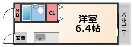 グリシーヌ壱番館(ワンルーム/1階)の間取り写真