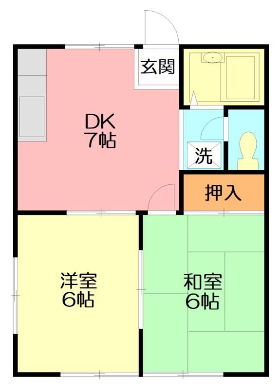 メゾン石井(2DK/1階)の間取り写真