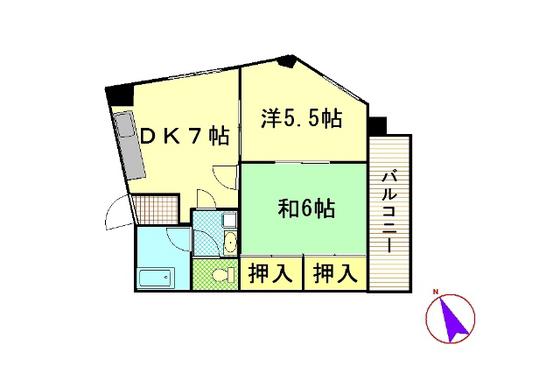 東宝ビル(2DK/3階)の間取り写真
