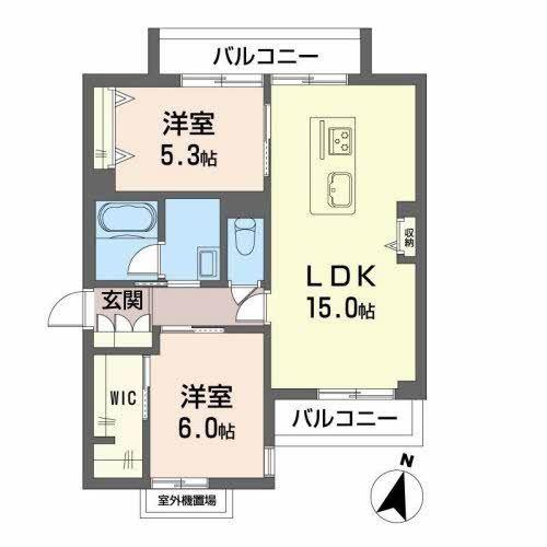 シャーメゾン若宮(2LDK/2階)の間取り写真