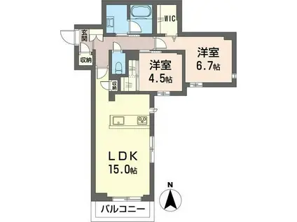 ルミチェーロ(2LDK/4階)の間取り写真