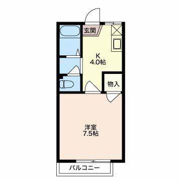 フレグランス・桔梗(1K/2階)の間取り写真