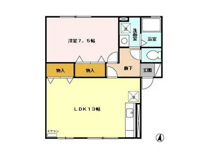 アムール平城下(1LDK/1階)の間取り写真