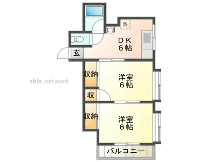 T&K上木戸(2DK/1階)の間取り写真