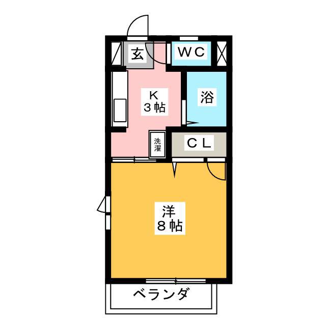 レーベン西和田(1K/2階)の間取り写真