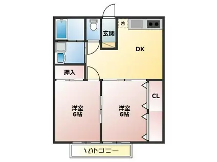 ボヌール(2DK/1階)の間取り写真