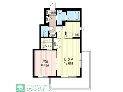 キアロ ヴィータ(1LDK/1階)の間取り写真