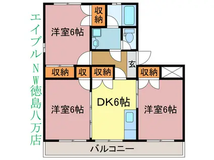 フリーデン(3DK/3階)の間取り写真