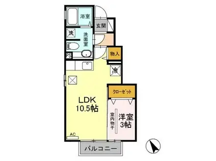 メイプルガーデン(1LDK/1階)の間取り写真