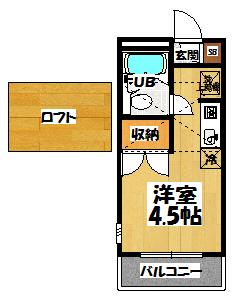 ハイム南香里(ワンルーム/2階)の間取り写真