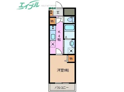 RISE(1K/3階)の間取り写真