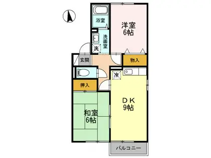 メゾン・デュ・ソレーユ城北館(2DK/1階)の間取り写真