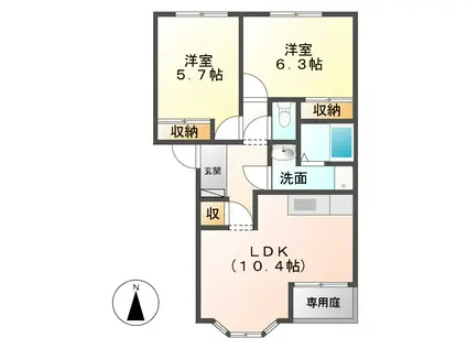 ルーエンハイム大森(2LDK/1階)の間取り写真