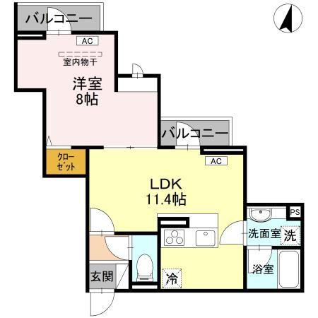 D-SERENO志木柏町(1LDK/2階)の間取り写真