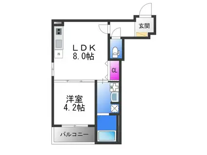 F ASECIA AMUZ I(1LDK/1階)の間取り写真