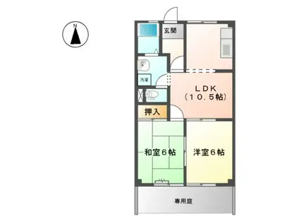 ハピネス宝(2LDK/1階)の間取り写真