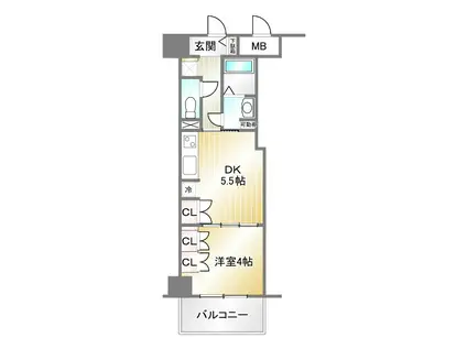 神戸元町NOAH(1DK/1階)の間取り写真