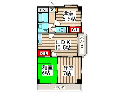 プレステージ浦和(3LDK/2階)の間取り写真