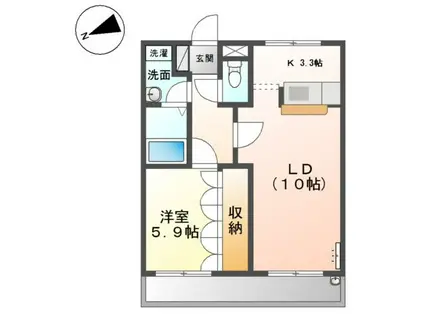 プラムハウスII(1LDK/2階)の間取り写真
