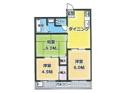 上祇園ハイツ(3DK/2階)の間取り写真