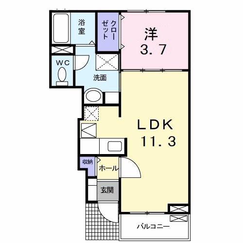 プレアヴェニュー D(1LDK/1階)の間取り写真