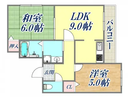 モンテ老松(2LDK/2階)の間取り写真